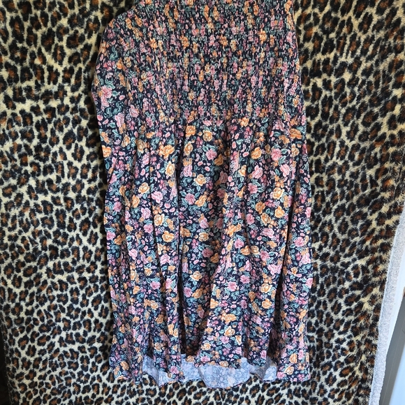 Old Navy Black Floral Midi Dress with Pink & Yellow Roses - Picture 3 of 3